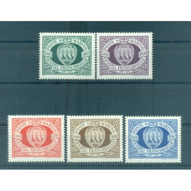 San Marino 1977 - Y & T  n. 941/45 - Primo francobollo di San Marino (Michel n. 1139/43)