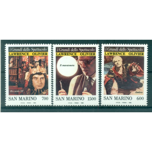 San Marino 1990 - Y & T  n. 1238/40 - Sir Lawrence Olivier (Michel n. 1444/46)