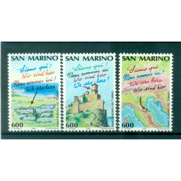 San Marino 1990 - Y & T  n. 1229/31 - Anno europeo del turismo (Michel n. 1435/37)