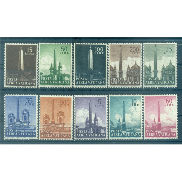 Vatican 1959 - Y & T. n. 35/44 poste aérienne - Série courante (Michel n. 317/26)