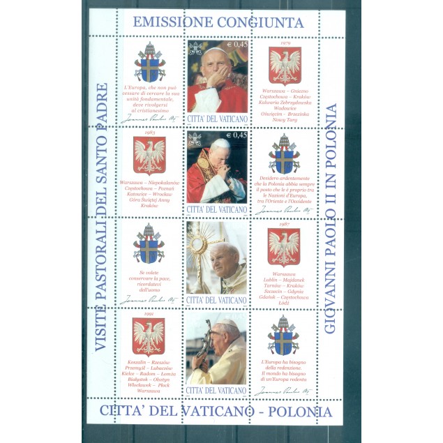 Vatican 2004 - Y & T n. 1334/41 - Voyages du pape Jean-Paul II (Michel n. 1474/81KB)