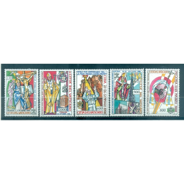 Vatican 1999 - Y & T n. 1156/60 - Journeys of Pope John Paul II (Michel n. 1297/1301)