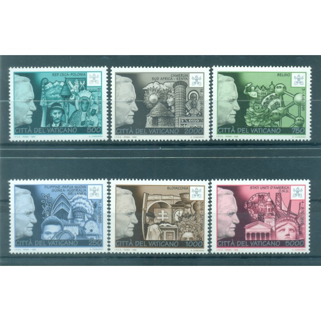 Vatican 1996 - Y & T n. 1052/57 - Voyages du pape Jean-Paul II (Michel n. 1190/95)