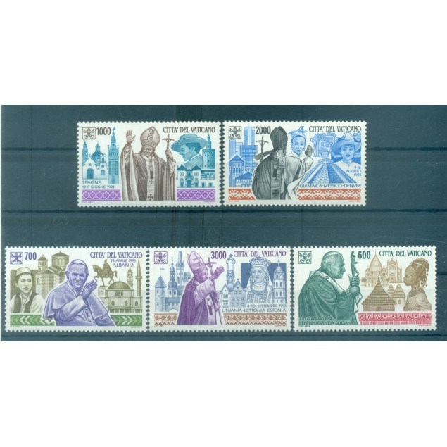 Vatican 1994 - Y & T n. 990/94 - Voyages du pape Jean-Paul II (Michel n. 1128/32)