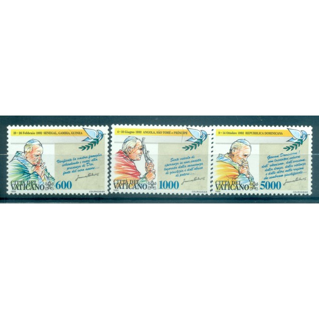 Vatican 1993 - Y & T n. 963/65 - Voyages du pape Jean-Paul II (Michel n. 1101/03)