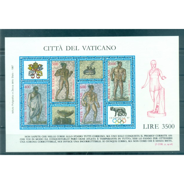 Vaticano 1987 - Y & T foglirtto n. 9 - OLYMPHILEX '87 (Michel foglietto n. 9)