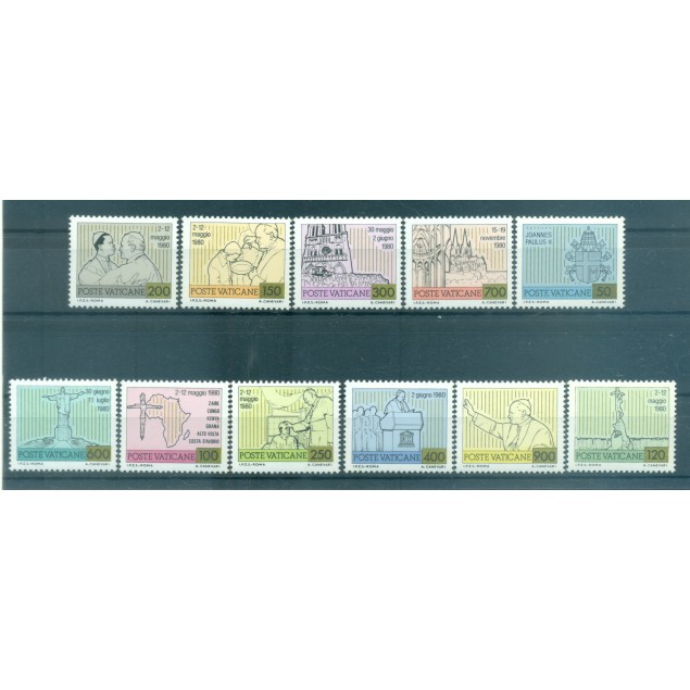 Vatican 1981 - Y & T n. 715/25 - Voyages du pape Jean-Paul II (Michel n. 792/802)