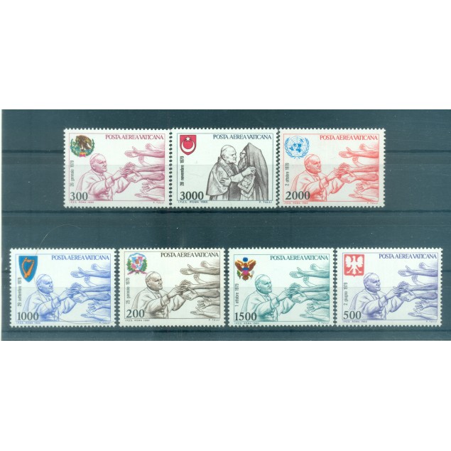 Vatican 1980 - Y & T n. 66/72 poste aérienne - Voyages du pape Jean-Paul II (Michel n. 764/70)