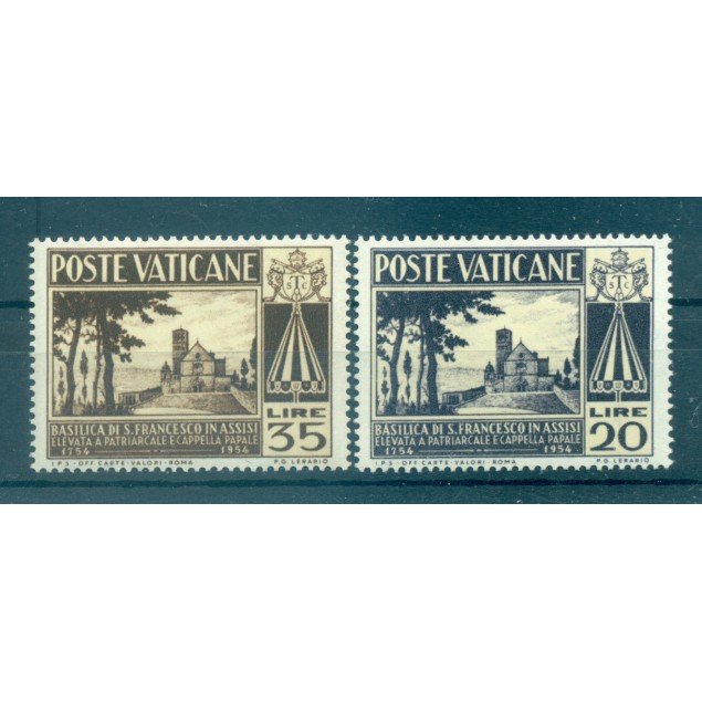 Vatican 1954 - Y & T n. 203/04 - Basilique Saint-François d'Assise (Michel n. 223/24)