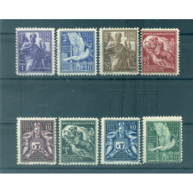 Vatican 1938 - Y & T. n. 1/8 poste aérienne - Série courante (Michel n. 59/66)