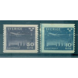 Svezia 1930 - Y & T n. 4/5 posta aerea - Servizio postale notturno (Michel n. 213/14)