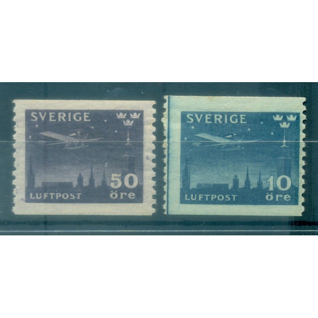 Suède 1930 - Y & T n. 4/5 poste aérienne - Service postal nocturne (Michel n. 213/14)