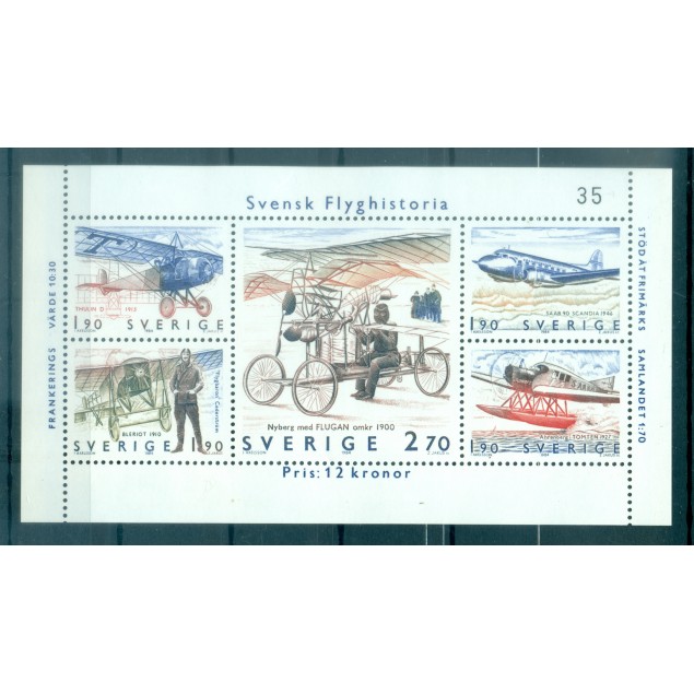 Svezia 1984 - Y & T foglietto n. 12 - Aviazione svedese (Michel foglietto n. 12)