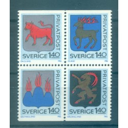 Suède 1982 - Y & T n. 1171/74 - Armoiries de provinces (Michel n. 1189/92)
