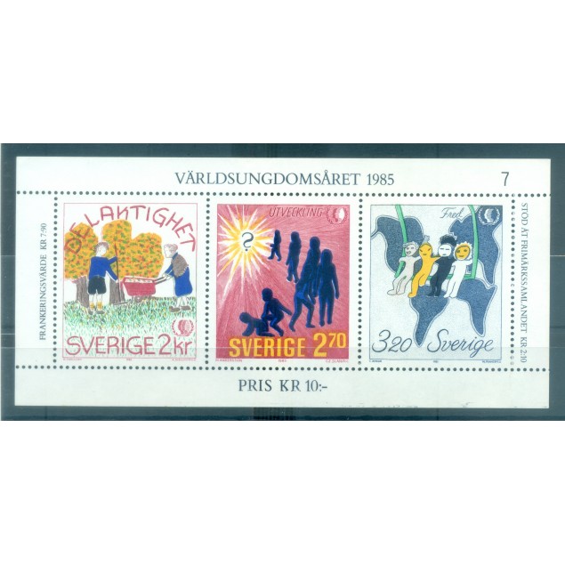 Svezia 1985 - Y & T  foglietto n. 13 - Anno internazionale della gioventù (Michel foglietto n. 13)