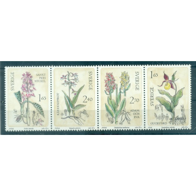 Sweden 1982 - Y & T n. 1187/90 - Wild orchids (Michel n. 1205/08)