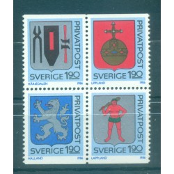Suède 1986 - Y & T n. 1368/71 - Armoiries de provinces (Michel n. 1386/89)