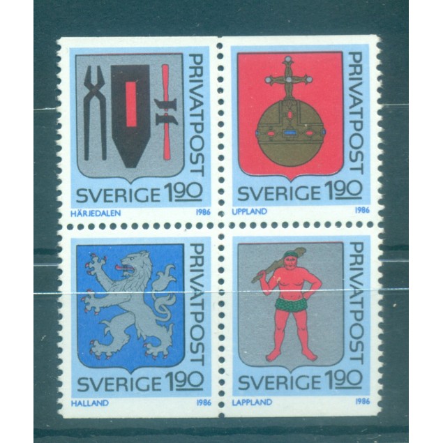Suède 1986 - Y & T n. 1368/71 - Armoiries de provinces (Michel n. 1386/89)