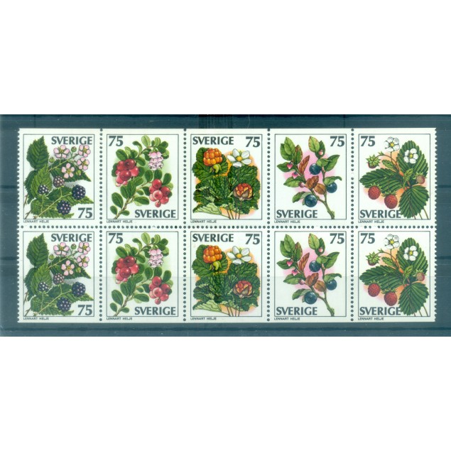 Suède 1977 - Y & T n. 975/79 - Baies sauvages (Michel n. 994/998 Do/Du)