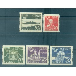 Suède 1944 - Y & T n. 307/11 - Navires de la flotte suédoise (Michel n. 306/10 A)