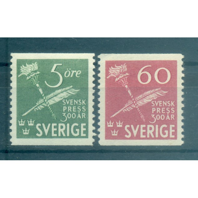 Sweden 1945 - Y & T n. 313/14  - First Swedish newspaper (Michel n. 312/13 A)