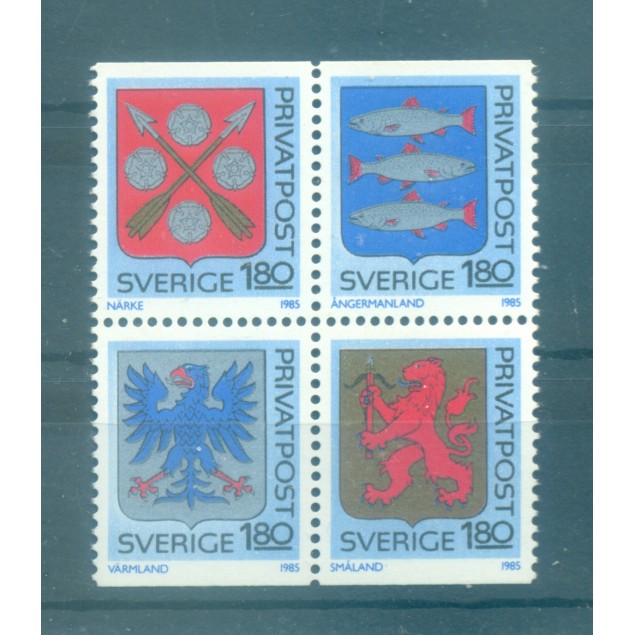 Suède 1985 - Y & T n. 1312/15 - Stemmi di province (Michel n. 1330/33)