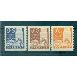 Suède 1948 - Y & T n. 341/43 - Pionniers suédois (Michel n. 340/42 A)