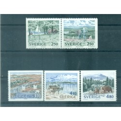 Suède 1990 - Y & T n. 1566a-1568/70 - Parcs nationaux (Michel n. 1582/86)