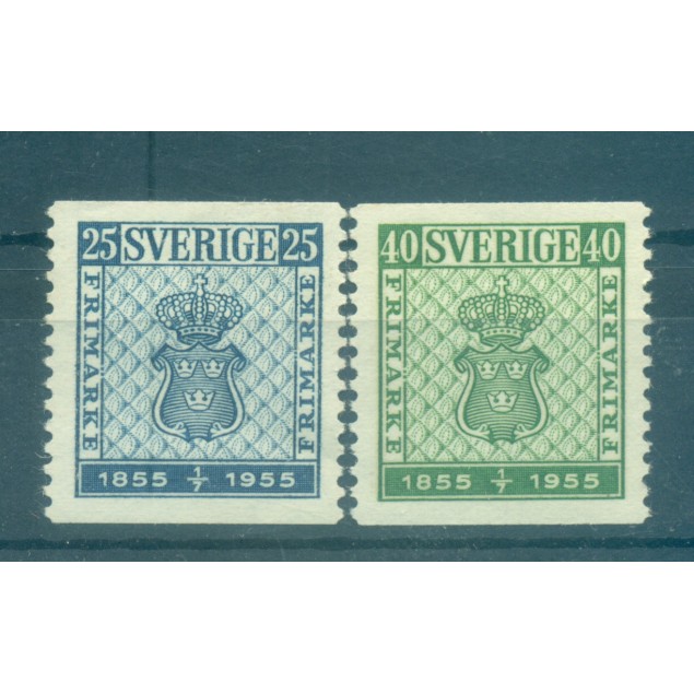 Sweden 1955 - Y & T n. 395/96 - Centenary of the Stamp (Michel n. 402/03 A)