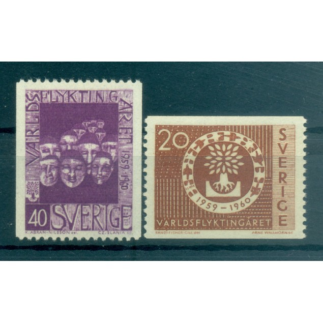 Suède 1960 - Y & T n. 448/49 - Année mondiale du réfugié (Michel n. 457 A/58 C)