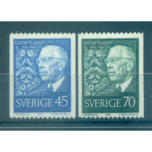 Suède 1967 - Y & T n. 578/579 - Roi Gustave VI Adolphe (Michel n. 594/95 C)