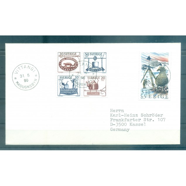 Suède 1990 - Y & T n. 1540-1324/27 - Lettre Vittangi/Masugnsbyn