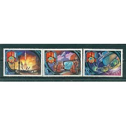Russie - USSR 1981 - Michel n. 5052/54 - Vol spatial conjoint URSS Mongolie **