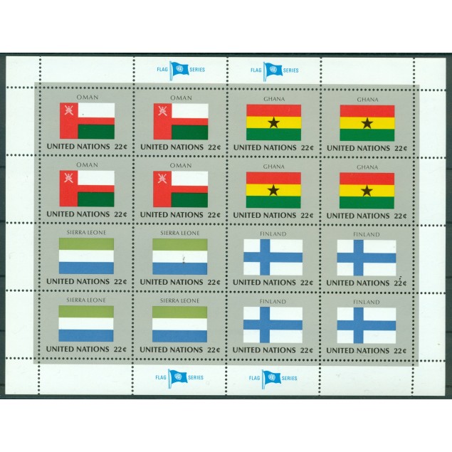 ONU New York 1985 drapeaux série complet 4er-Bloc 472/87 estampillé sg14422 