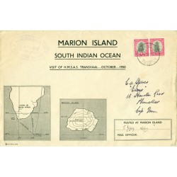 Sudafrica 1950 - Y & T n. 65-67 - Lettera da Marion Island (Antartide) - Fregata Transvaal